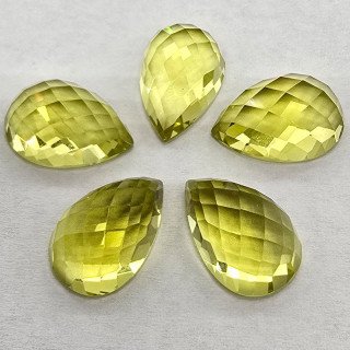 Lotto con 5 Quarzi Lemon Taglio:  Goccia 10x15 mm - 33