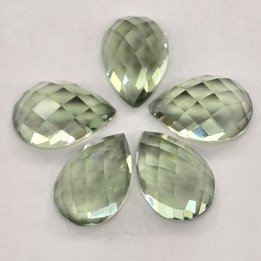 Lotto con 5 Prasioliti-Amtiste Verdi Taglio: Goccia 10x15 mm - 32