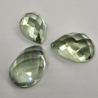 Lotto con 3 Prasioliti-Amtiste Verdi Taglio: Goccia 10x15 mm - 19