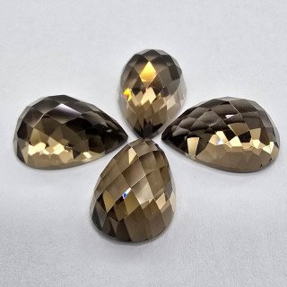 Lotto con 4 Quarzi Fume' Taglio: Goccia 10x15 mm - 26