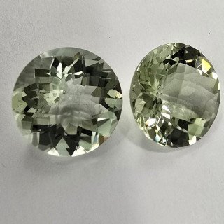 Lotto 2 Prasioliti Ametista Verde  Taglio  Rotondo 14 mm - 17