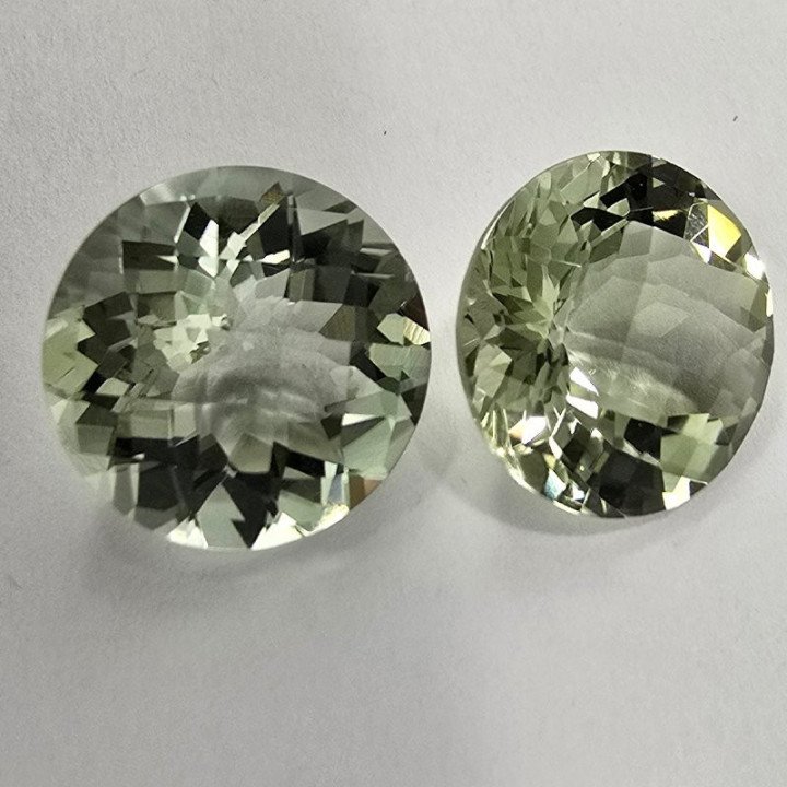 Lotto 2 Prasioliti Ametista Verde  Taglio  Rotondo 14 mm - 17
