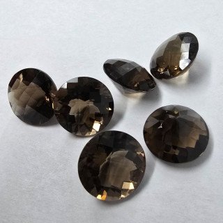 Lotto 6 Quarzi Fumè Taglio  Rotondo 14 mm - 50