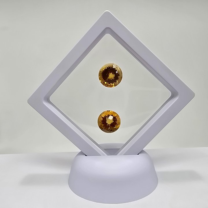 Lotto 2 Citrini Taglio  Rotondo 14 mm - 17,82 ct