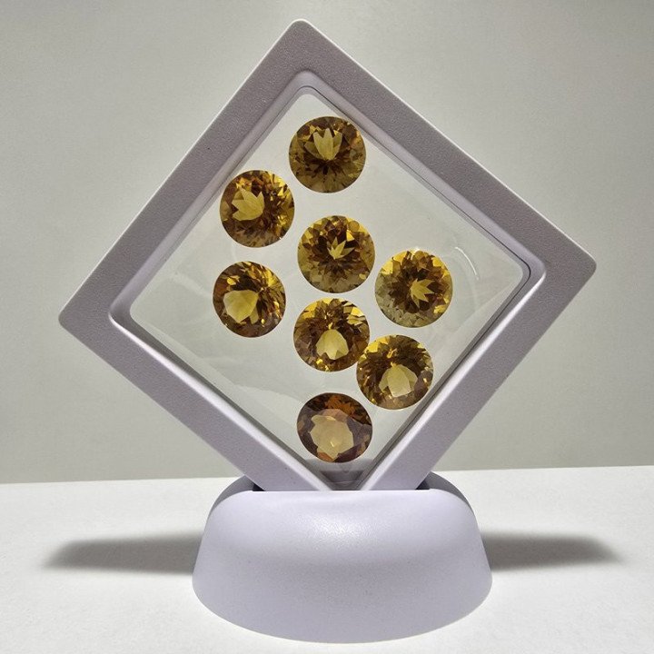 Lotto 8 Citrini Taglio Rotondo 14 mm - 76,22 ct