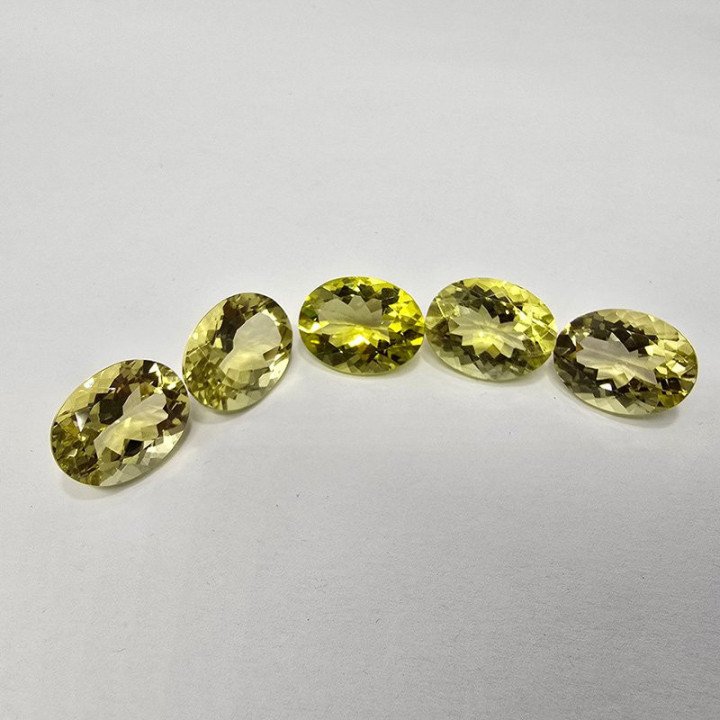 Lotto 5 Quarzi Lemon Taglio Ovale 12 x 16 mm - 43,71 ct