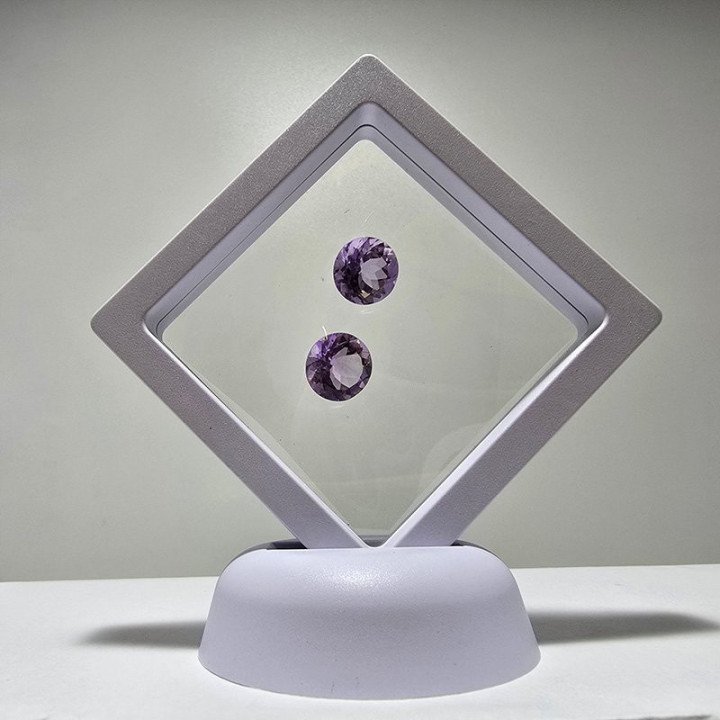 Lot of 2 Round-Cut Amethysts 12 mm - 10.92 ct