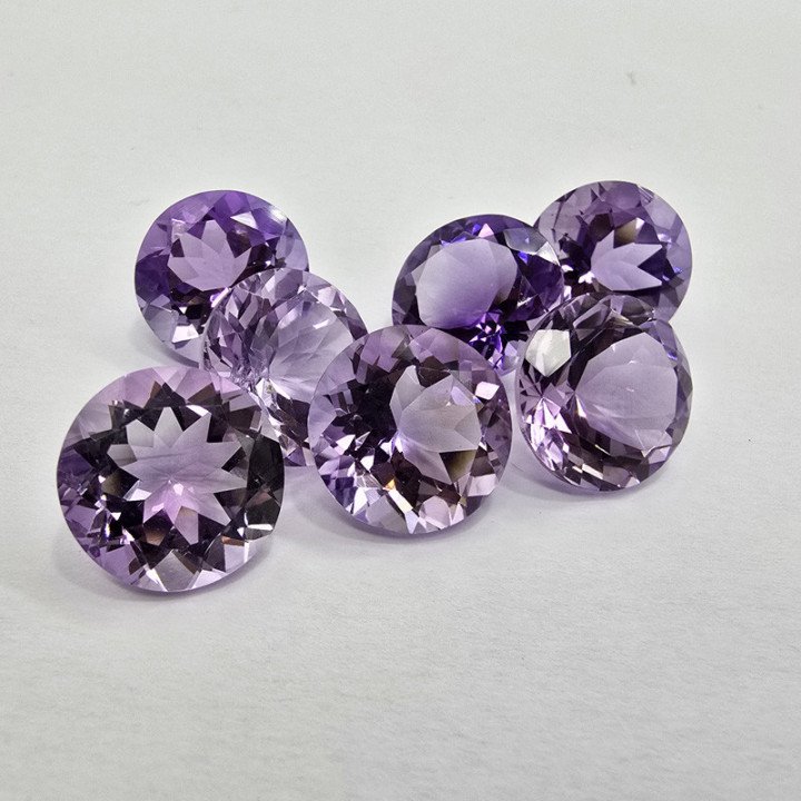 Lotto 7 Ametiste Taglio Rotondo 14 mm - 63,52 ct