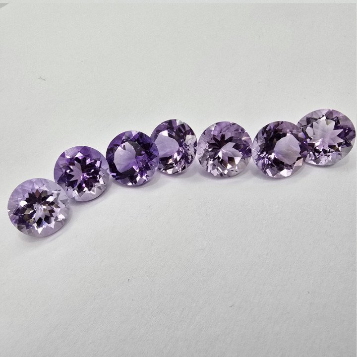 Lotto 7 Ametiste Taglio Rotondo 14 mm - 63,52 ct