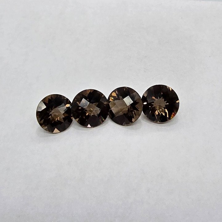 Lot of 4 Round-Cut Smoky Quartz 10 mm - 13.05 ct